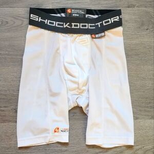 Shock Doctor Boy's Youth Sports Cup Compression Shorts Solid White Size Small S